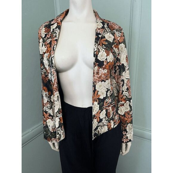 Valentine Gauthier Paris Womens Small Floral Blazer Unique Tab Button Closure - Picture 6 of 9
